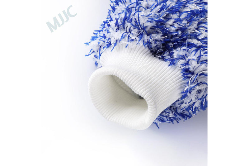 MJJC Microfibre Wash Mitt Blue & White - WASHMITT009BLUE